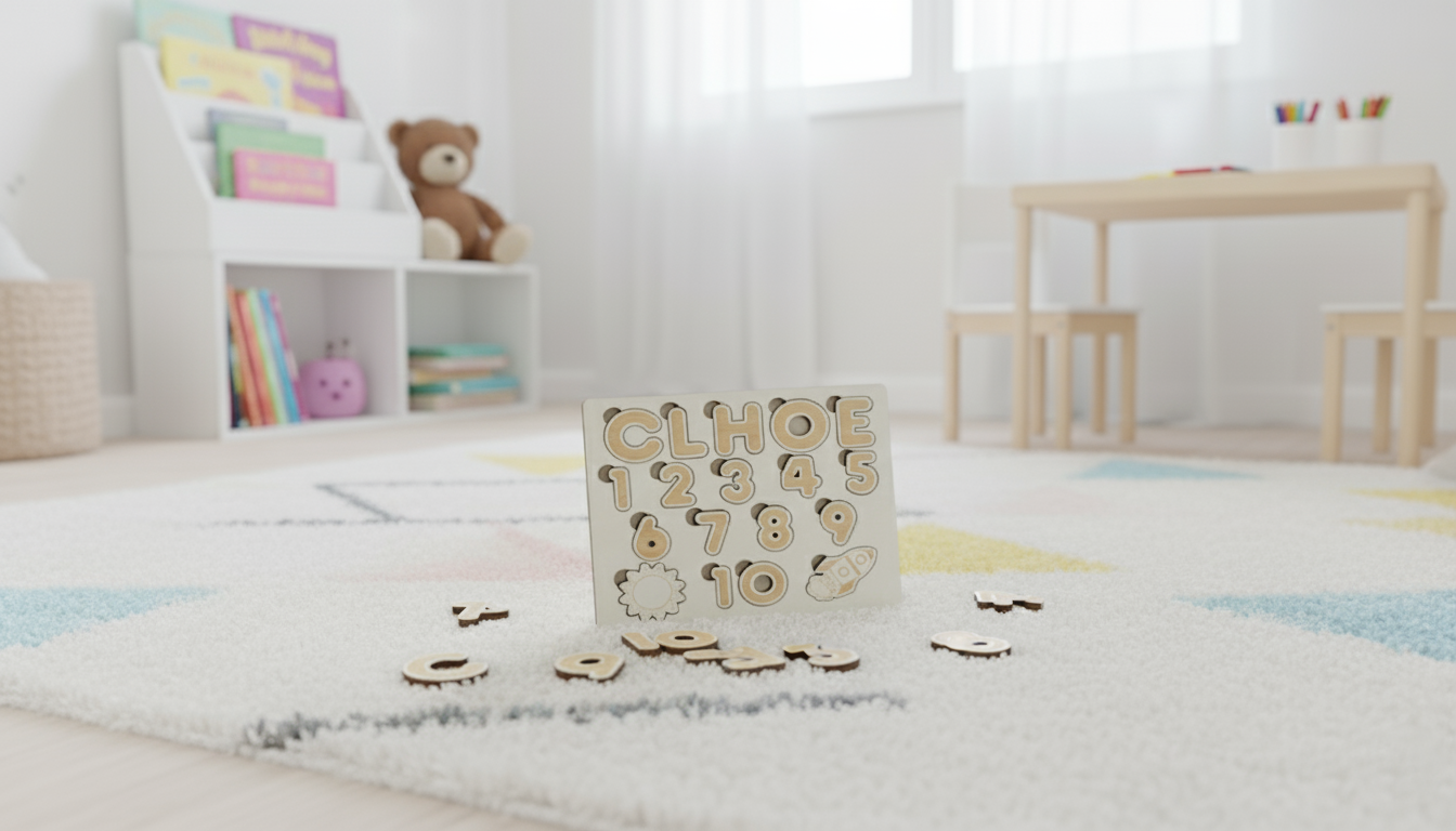 Puzzle Éducatif en Bois Personnalisé - Prénom, Chiffres